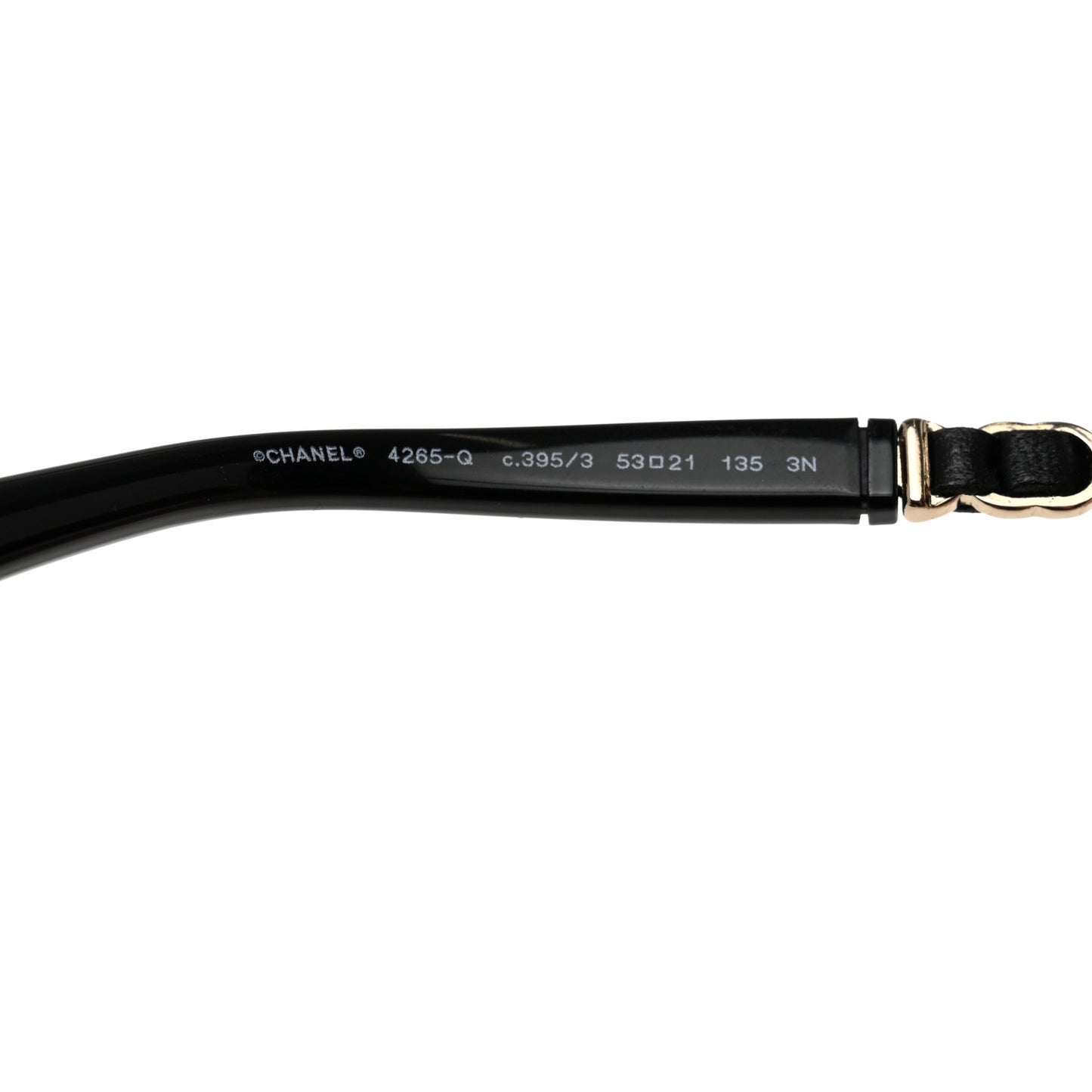 Metal Calfskin Round Chain Sunglasses 4265-Q Black