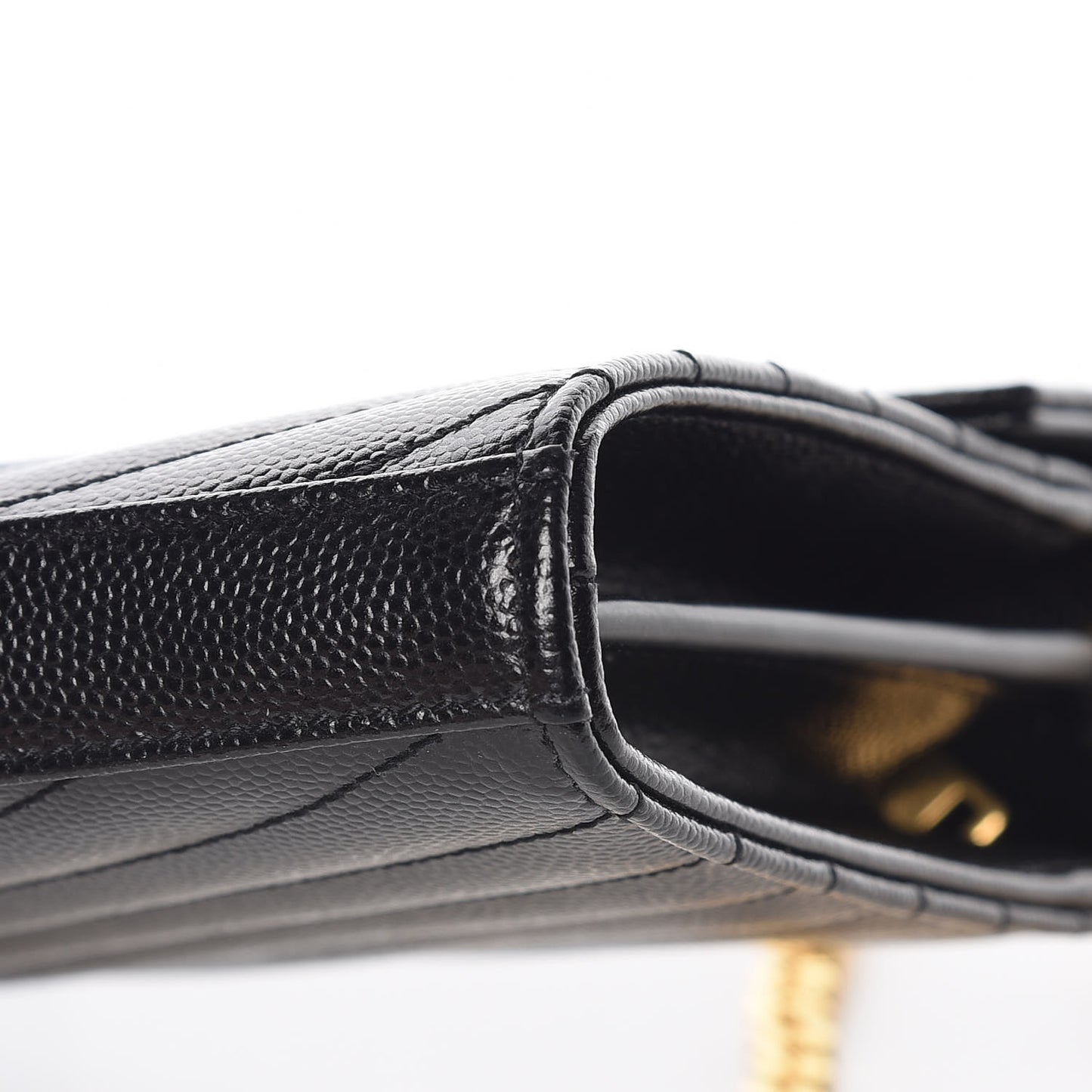 Grain De Poudre Matelasse Chevron Monogram Chain Wallet Black