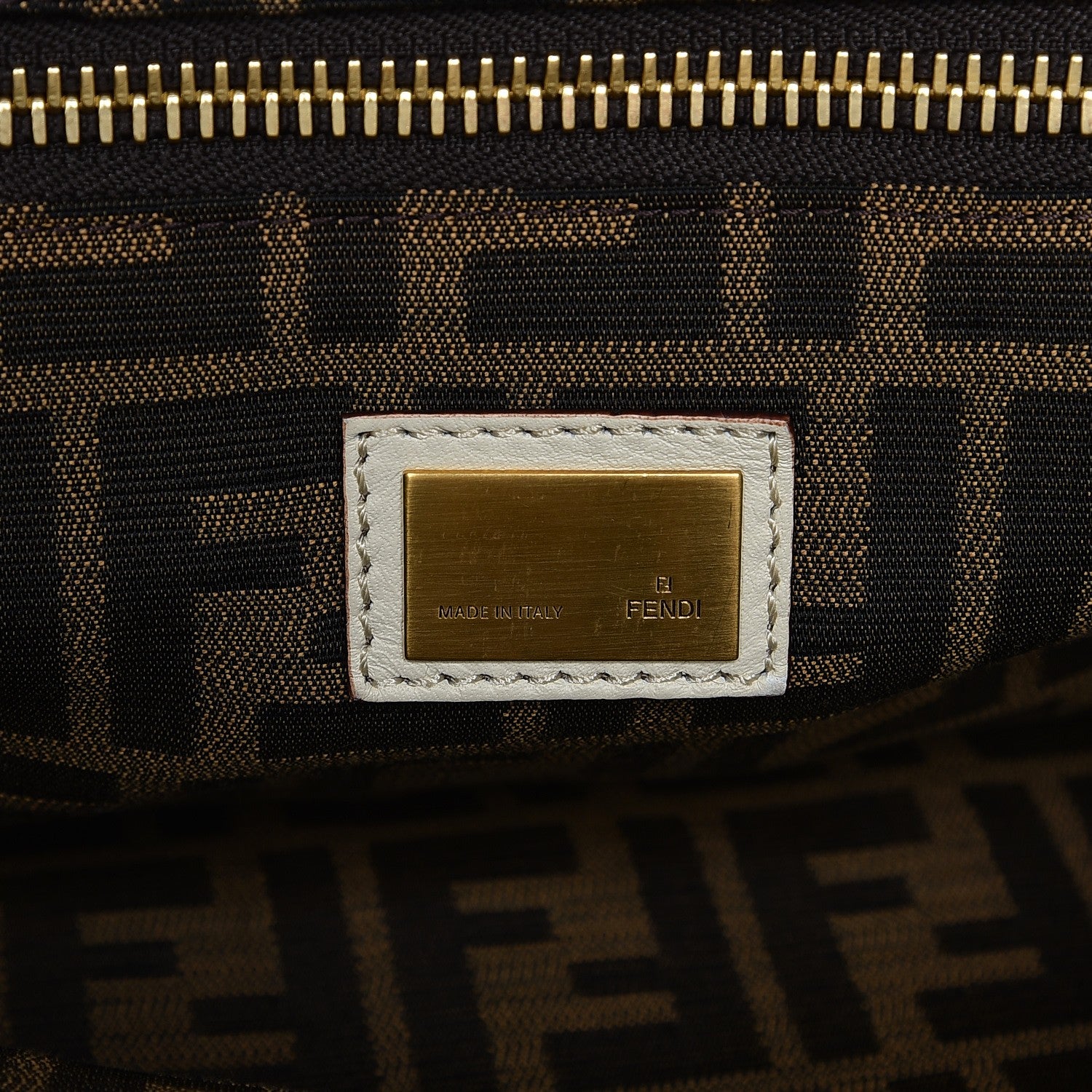 Fendi Goatskin Zucca Large Peekaboo Iconic Satchel Latte Tobacco Moro 10 of 24