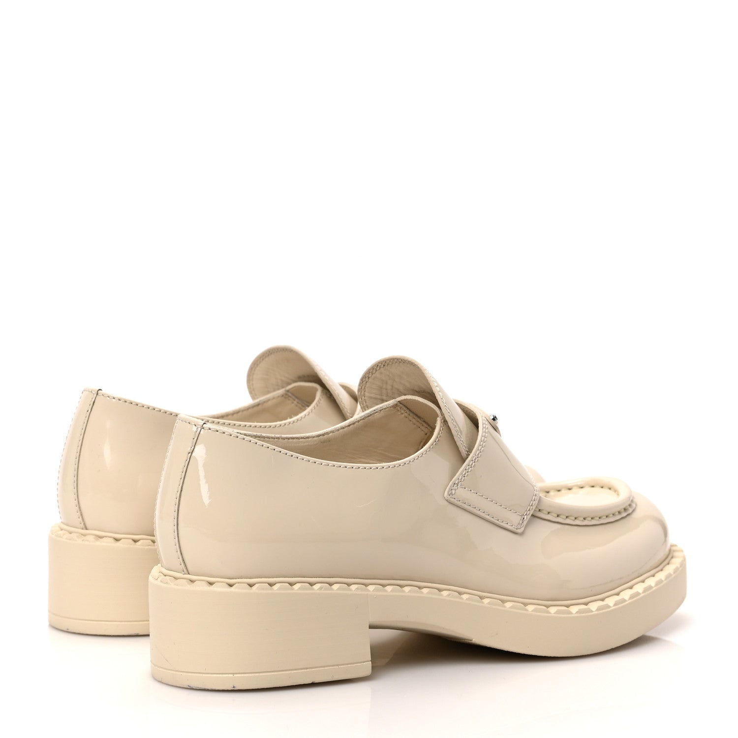 Prada Vernice Metal Triangle Logo 50mm Loafers 37 Avorio 4 of 9