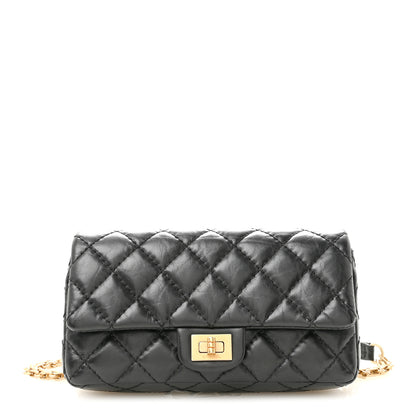 Chanel Aged Calfskin Quilted 2.55 Reissue Chain Waist Bag Black 1 of 13
