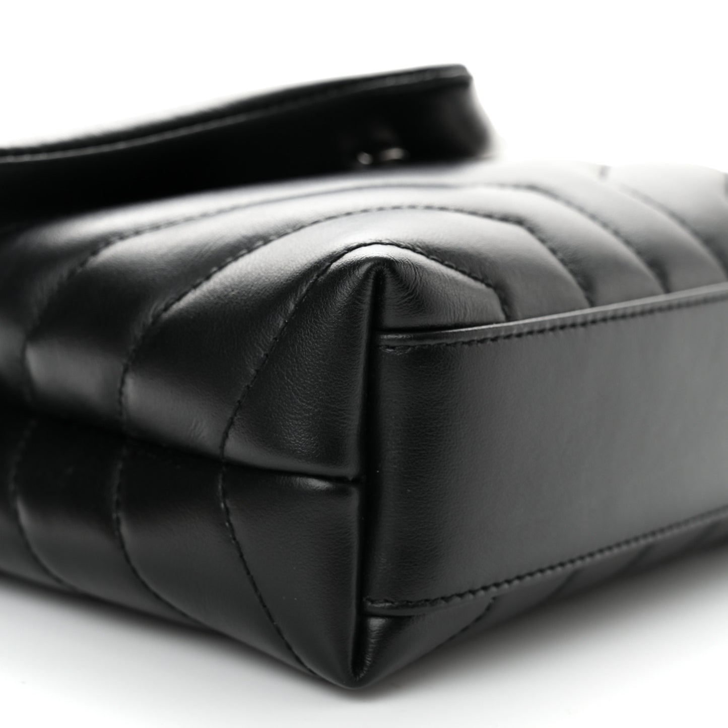Calfskin Y Quilted Monogram Monochrome Toy Loulou Crossbody Bag Black