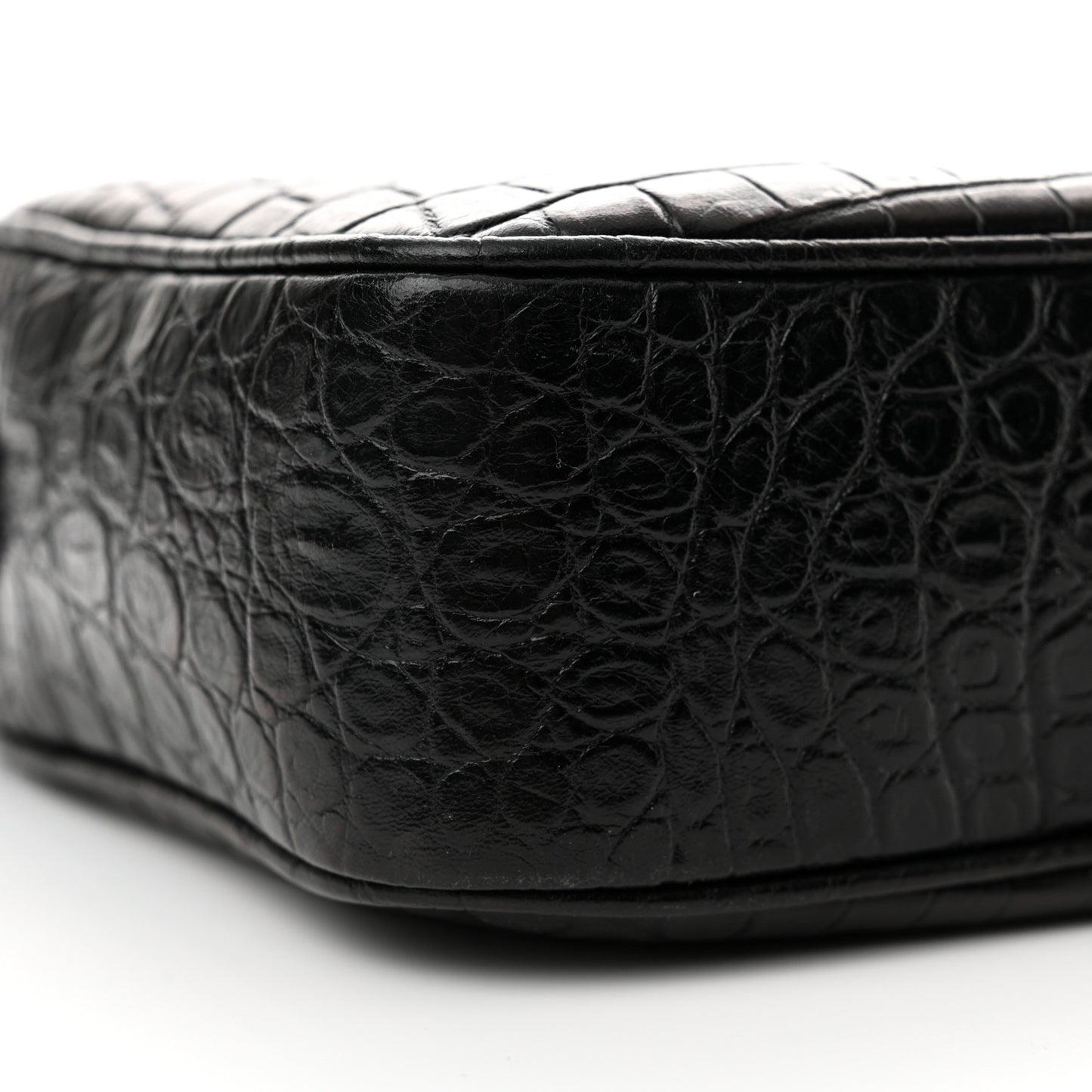 Calfskin Crocodile Embossed Monogram Lou Camera Bag Black