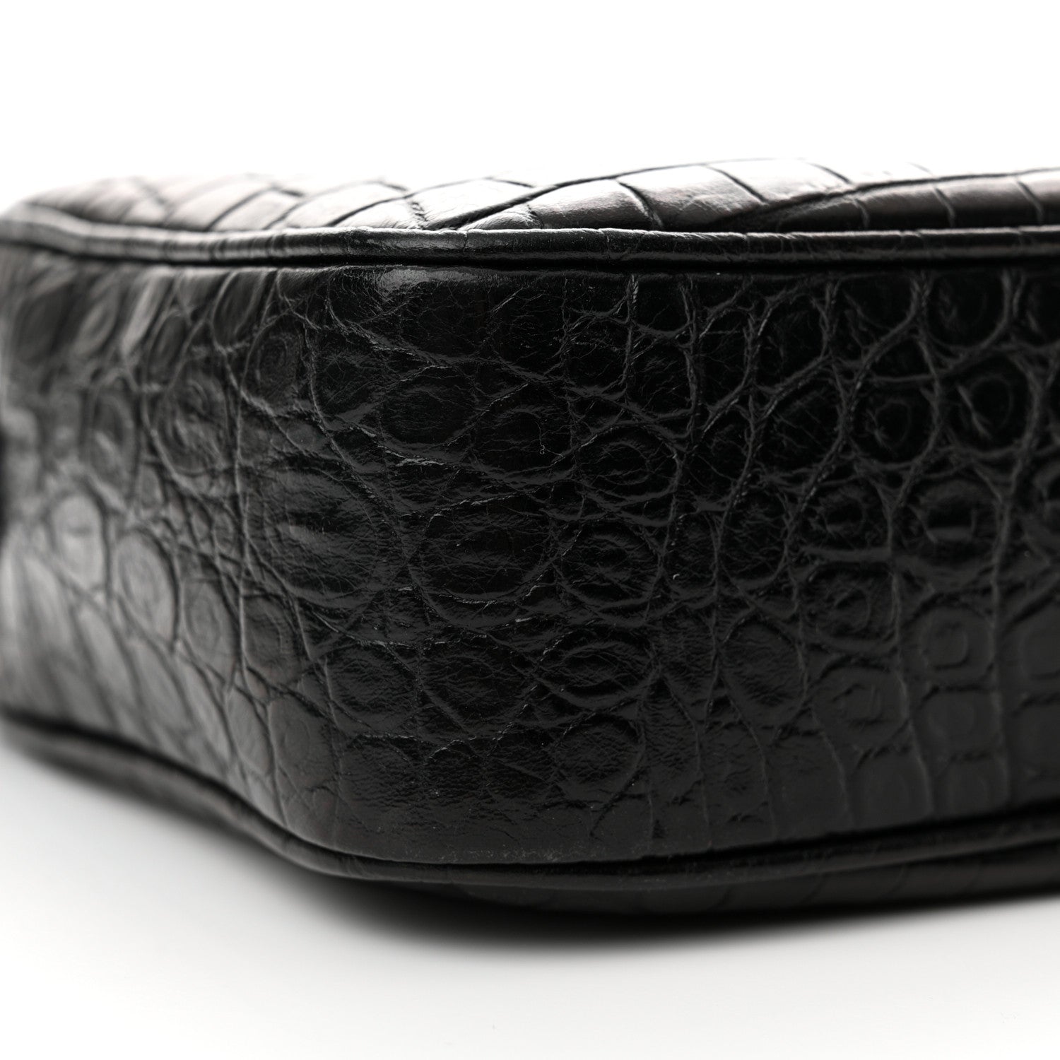 Saint Laurent Calfskin Crocodile Embossed Monogram Lou Camera Bag Black 9 of 18