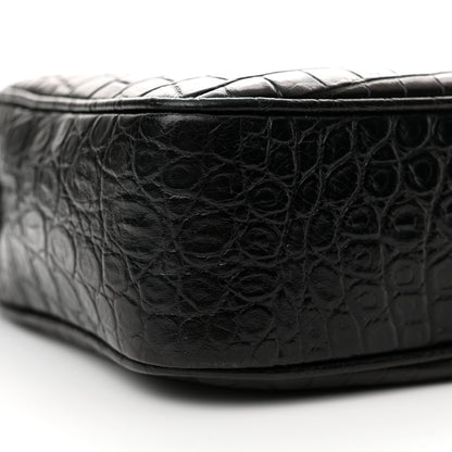 Saint Laurent Calfskin Crocodile Embossed Monogram Lou Camera Bag Black 9 of 18