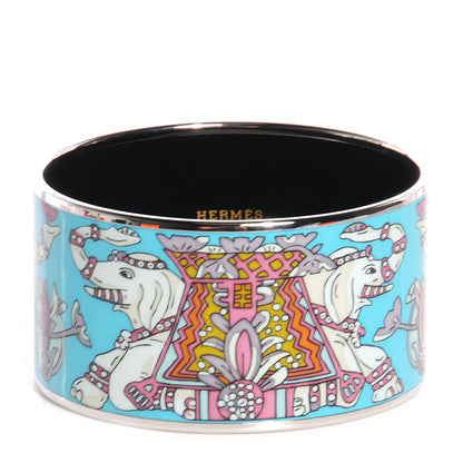 Hermes Enamel Printed Elephant Torana Extra Wide Bracelet 65 1 of 7