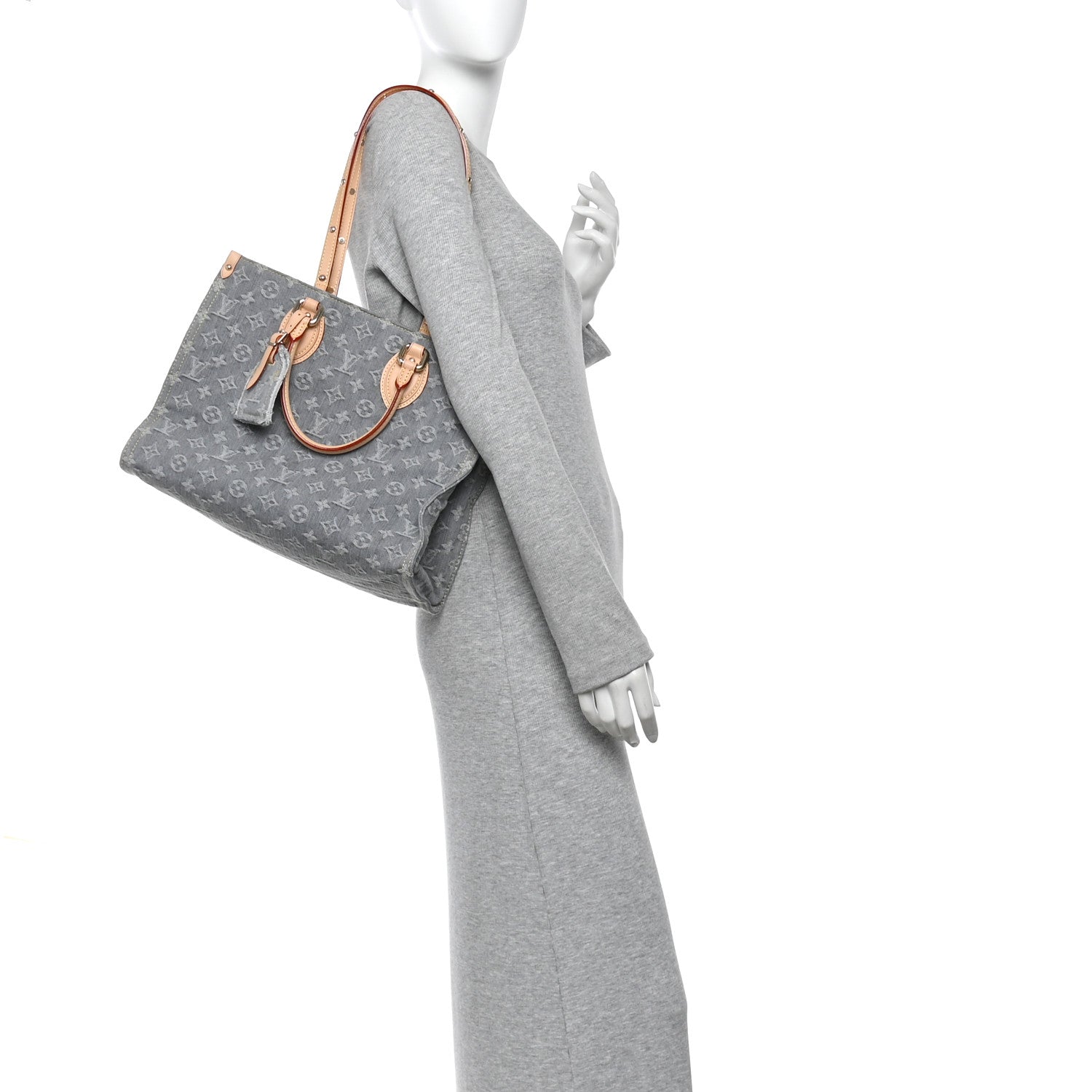 Louis Vuitton Monogram Denim Onthego MM Washed Grey 2 of 9