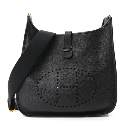Hermes Taurillon Clemence EVELYNE III GM Black 1 of 10