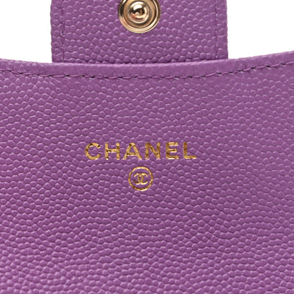 Chanel Caviar Quilted Flap Card Holder Wallet Purple 6 of 9