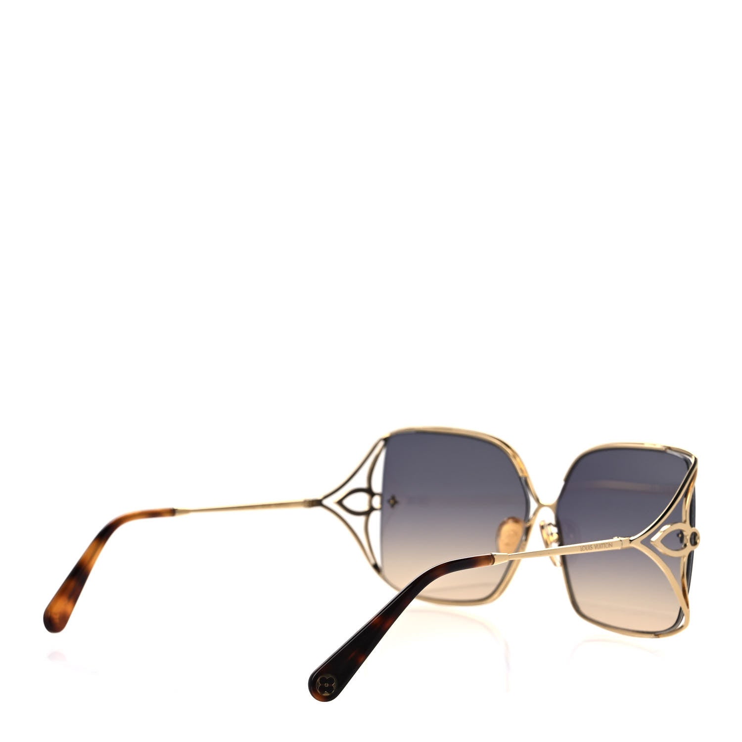 Louis Vuitton Metal LV Petal Square Sunglasses Blue Gold 4 of 7