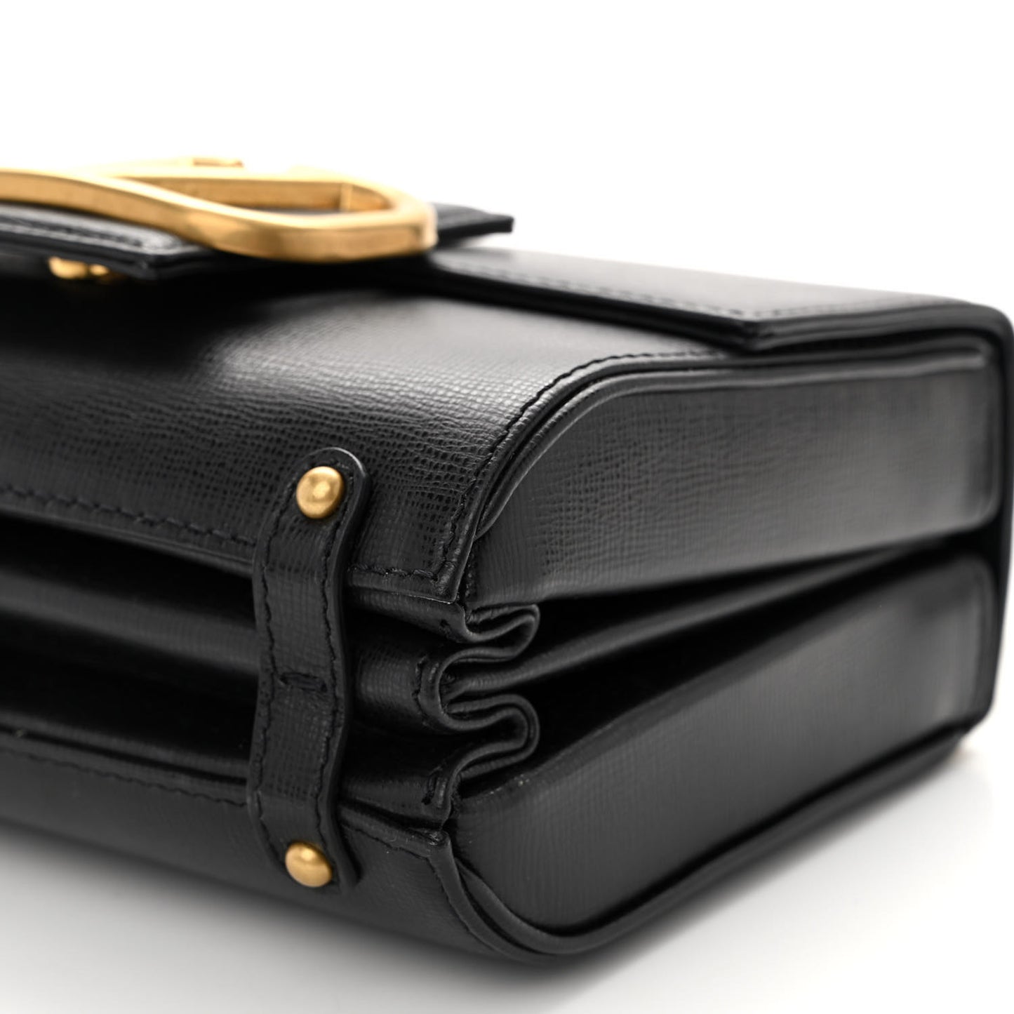 Grainy Calfskin Vlogo Stud Sign Shoulder Bag Black