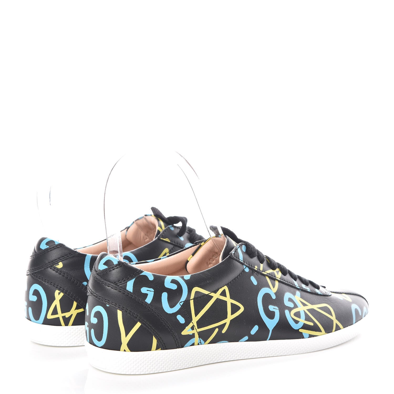 Gucci Calfskin GucciGhost Print Womens Low Top Sneakers 35.5 Black New Acquamarine 4 of 7