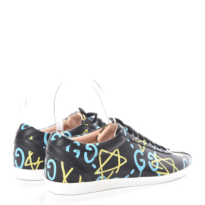 Gucci Calfskin GucciGhost Print Womens Low Top Sneakers 35.5 Black New Acquamarine 4 of 7