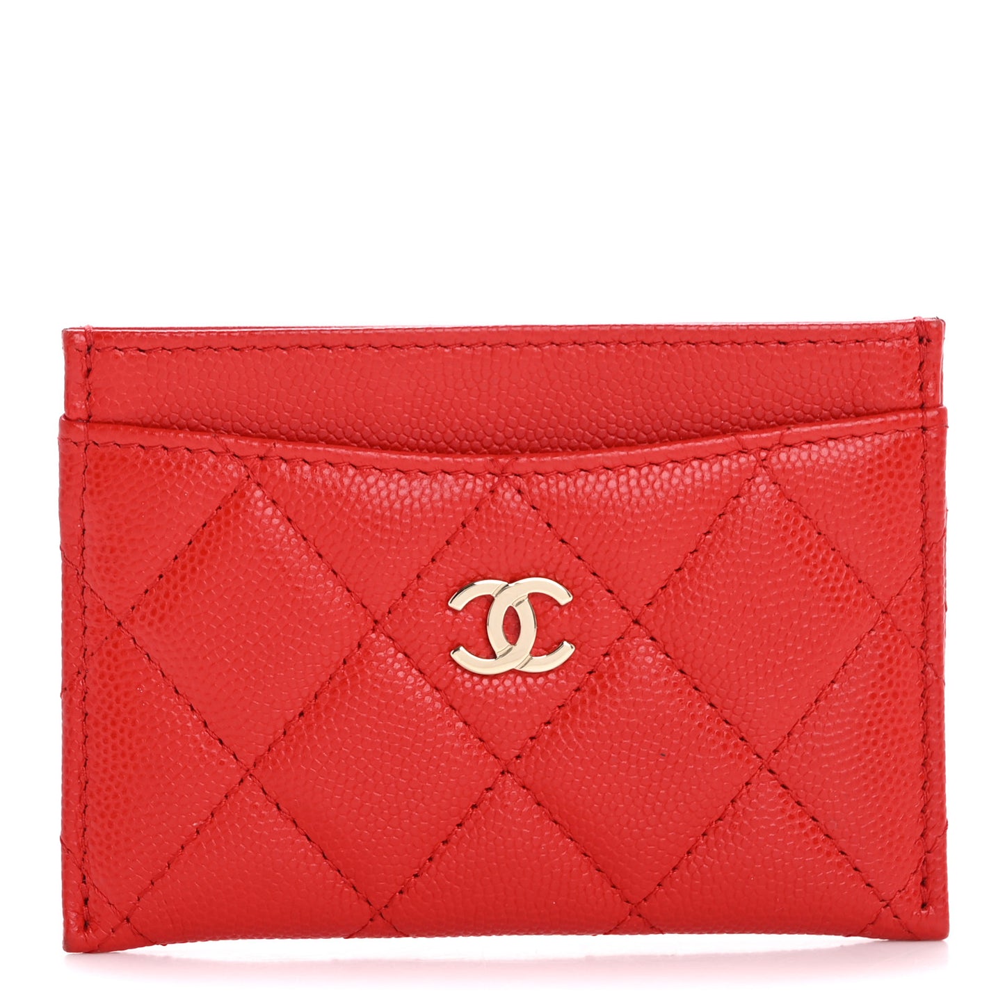 Caviar Quilted Card Holder Red