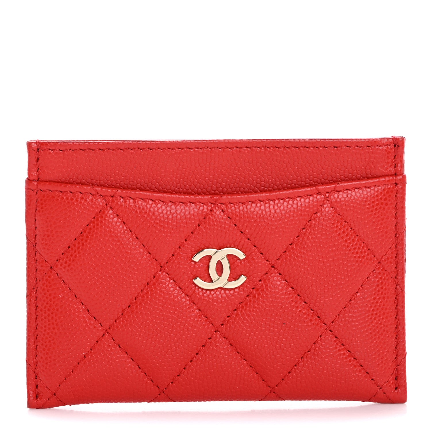 Chanel Caviar Quilted Card Holder Red 1 of 14
