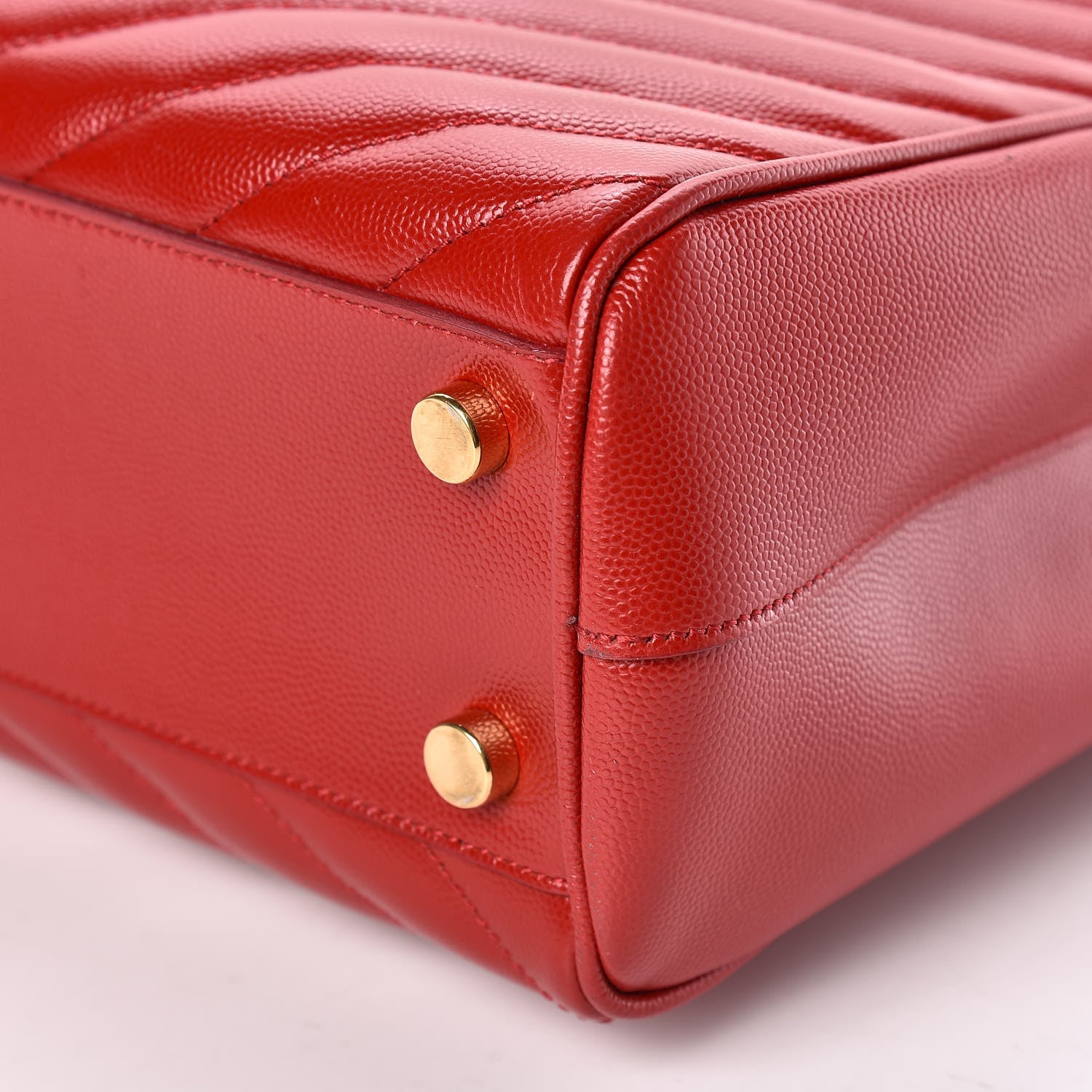 Saint Laurent Grain De Poudre Matelasse Chevron Large Monogram Shopping Bag Red 15 of 16