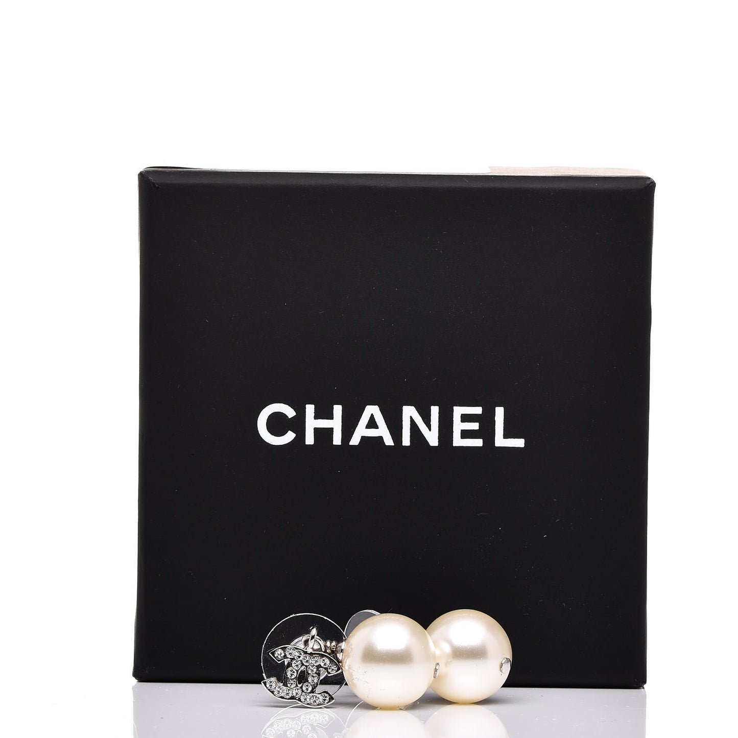 Crystal Pearl CC Drop Earrings Silver