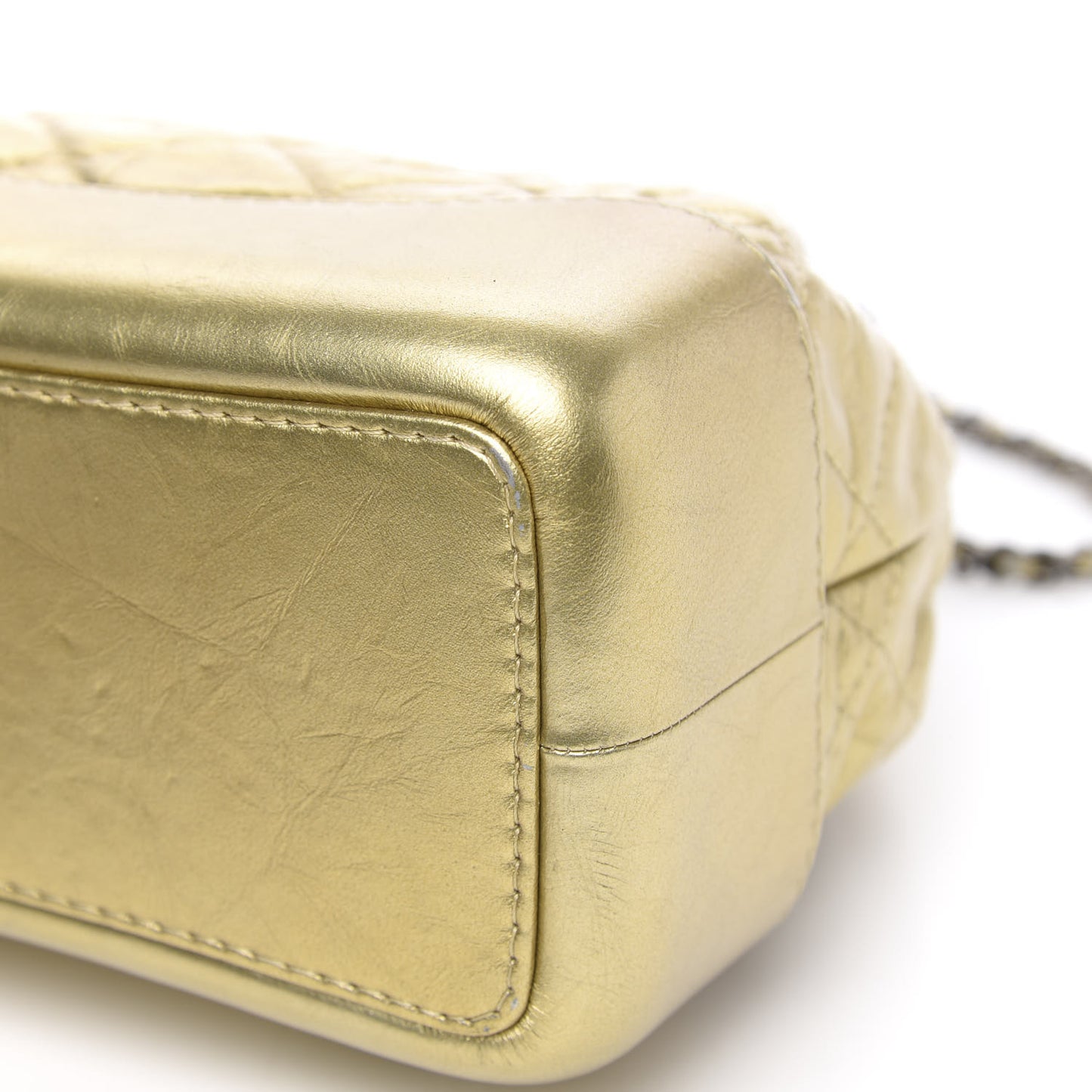 Metallic Lambskin Small Quilted Gabrielle Backpack Gold