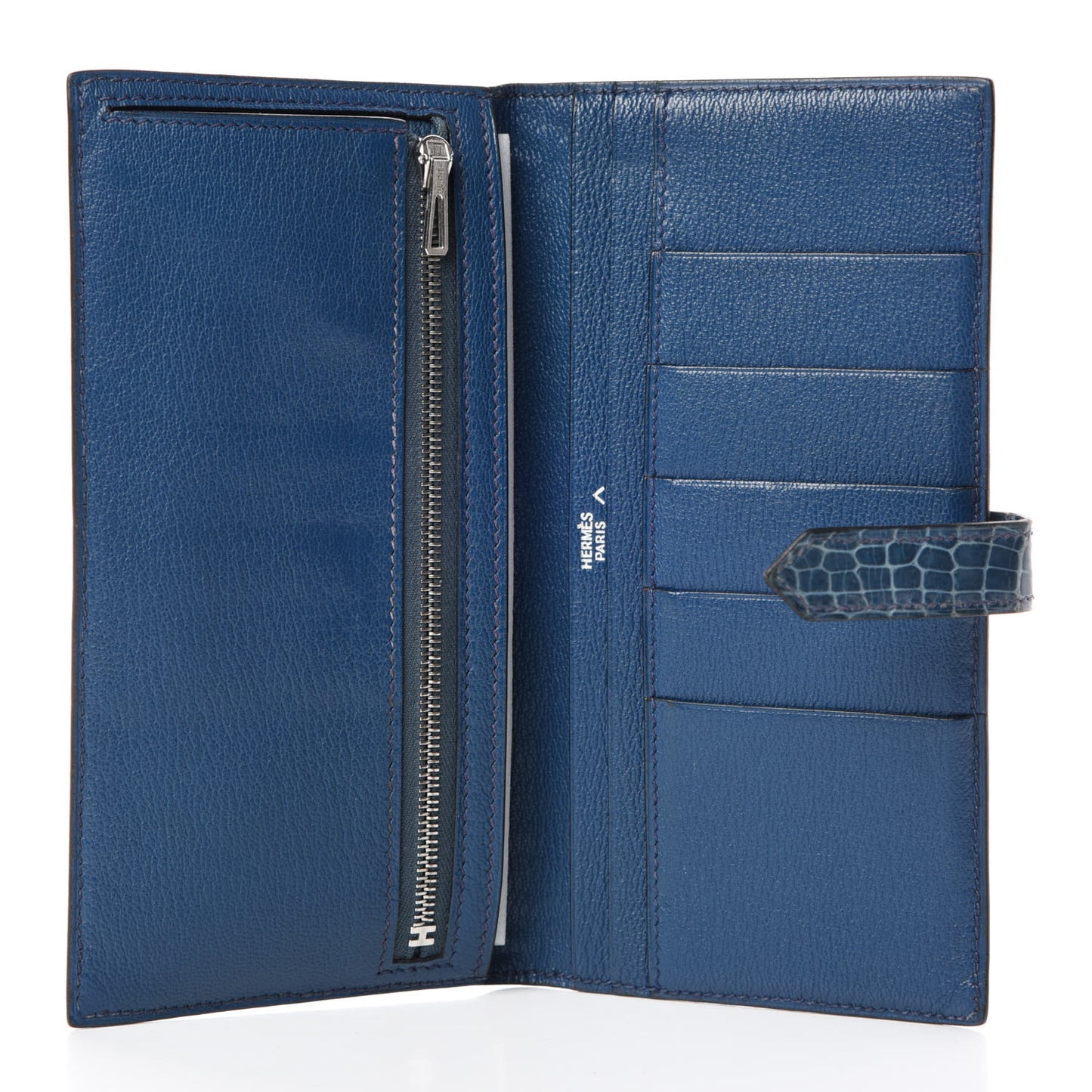 Shiny Porosus Crocodile Bearn Wallet Blue Jean