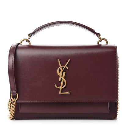 Saint Laurent Calfskin Monogram Sunset Chain Wallet New Red 1 of 10