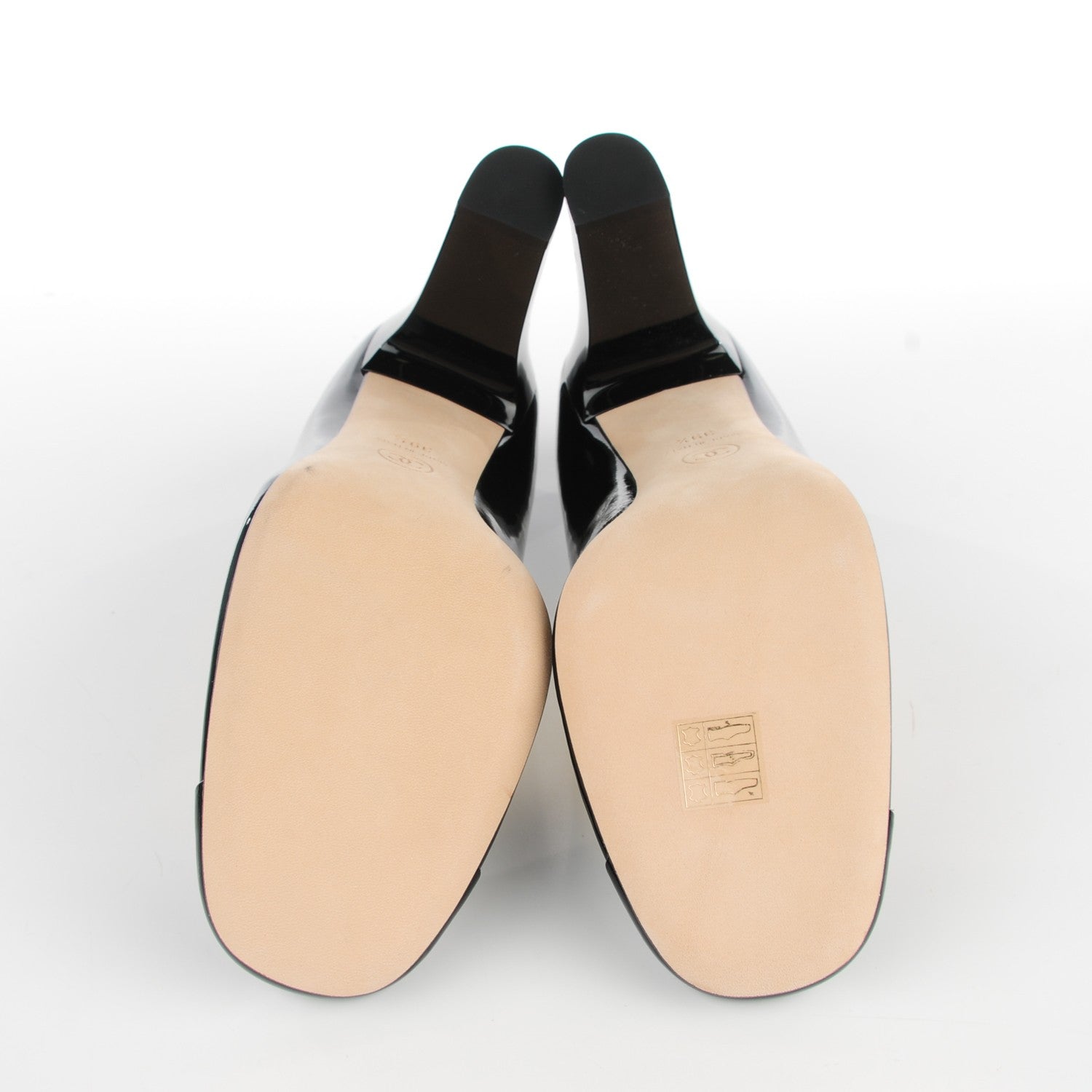 Chanel Patent Pearl Cap Toe Pumps 39.5 Black 6 of 9