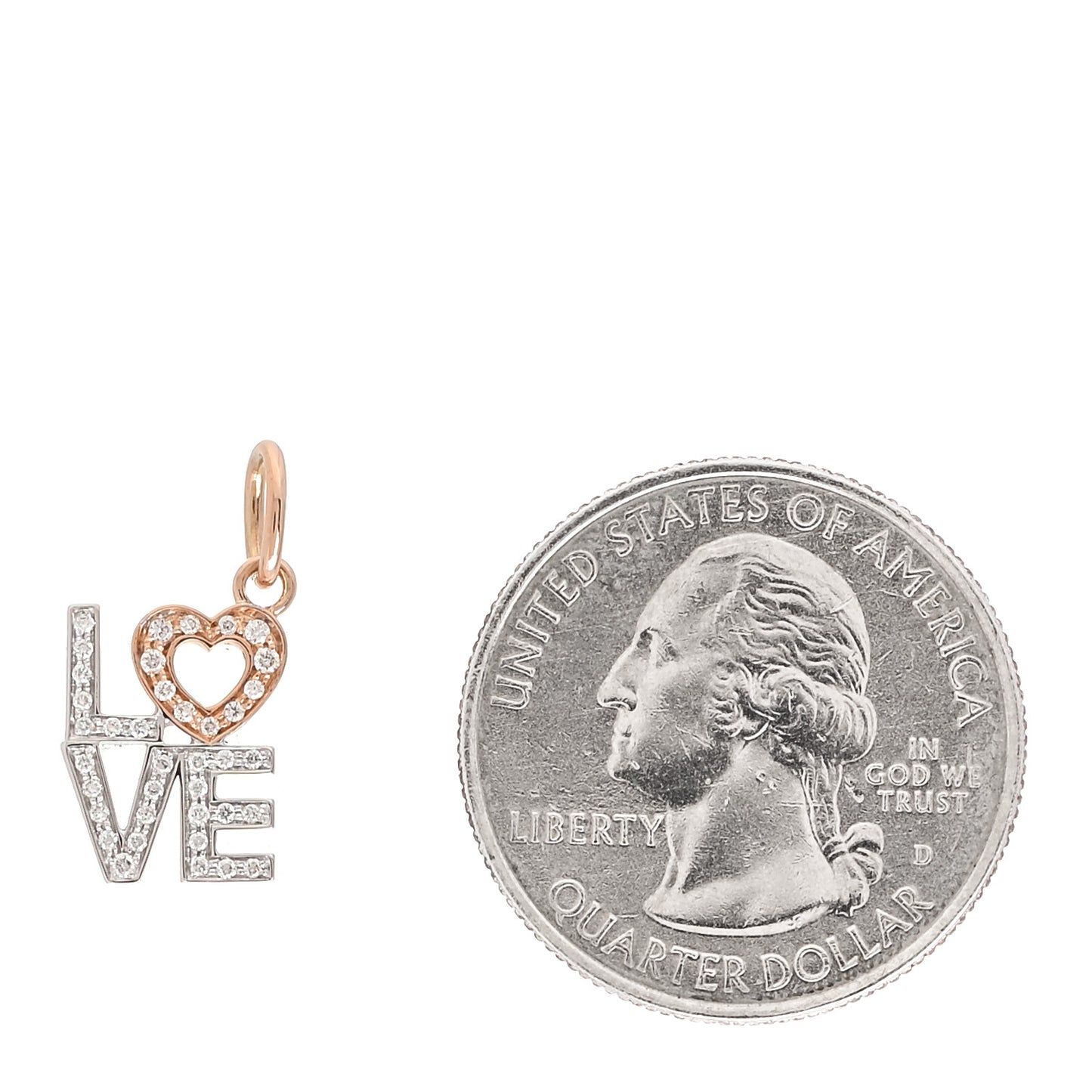 18K Rose White Gold Diamond Love Charm