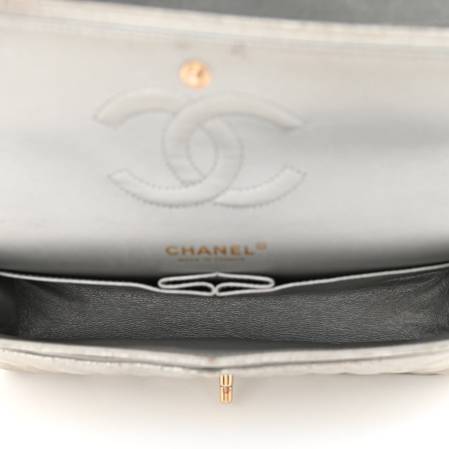 Chanel Iridescent Calfskin Medium Double Flap Silver 4 of 10