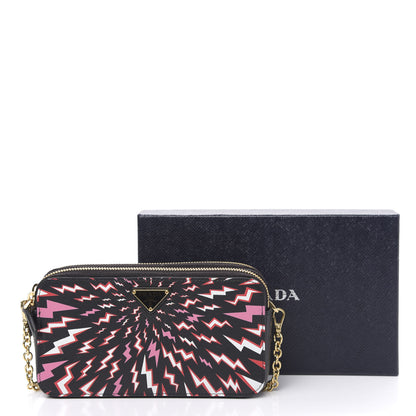 Prada X UNIVERSAL STUDIOS Saffiano Thunder Frankenstein Mini Double Zip Chain Crossbody Bag Lacca 10 of 10