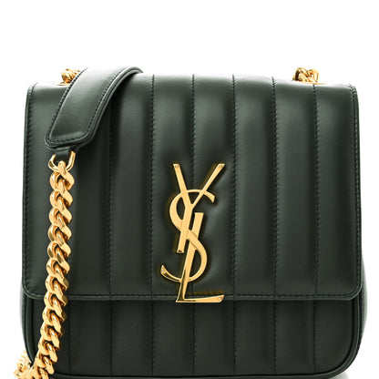 Saint Laurent Lambskin Matelasse Monogram Medium Vicky Chain Bag Algae 8 of 11