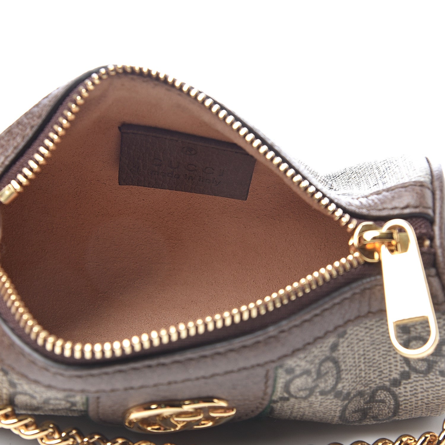 Gucci GG Supreme Monogram Web Ophidia Barrel Coin Purse Beige New Acero 4 of 6