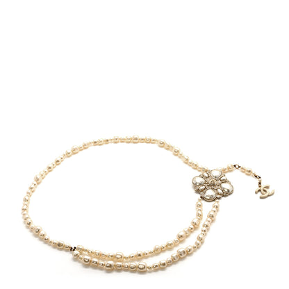 Chanel Pearl Crystal Gripoix CC Belt Gold White 1 of 4