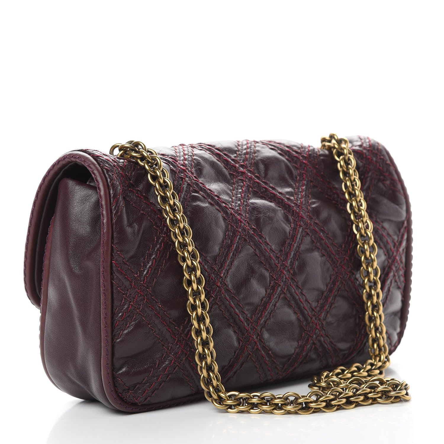 Chanel Calfskin Stitch Triptych Flap Burgundy 3 of 12
