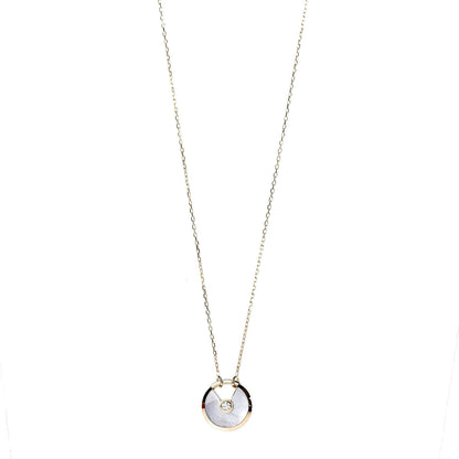 Cartier 18K Yellow Gold Diamond Mother of Pearl SM Amulette de Cartier Pendant Necklace 1 of 6