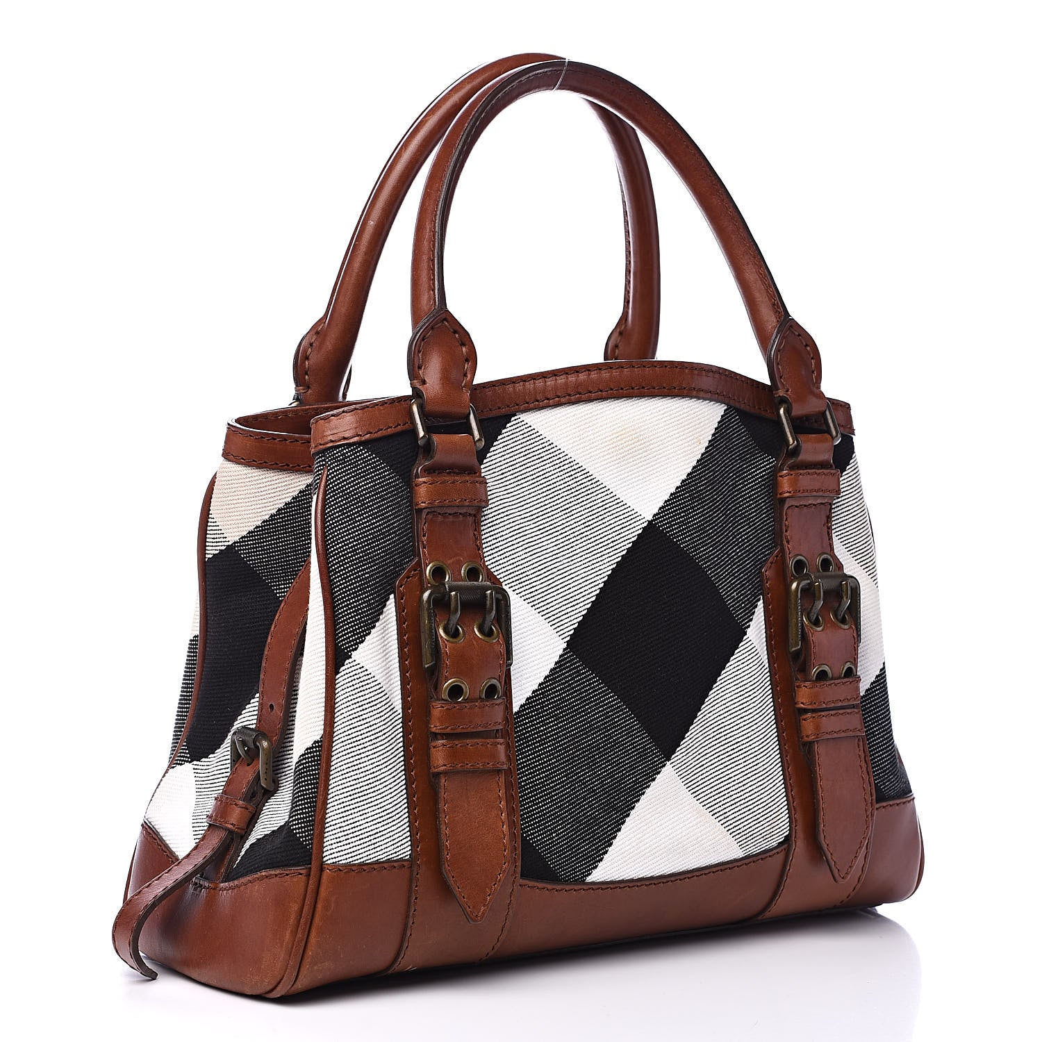 Burberry Mega Check Canvas Small Marston Tote Pale Beige 3 of 16