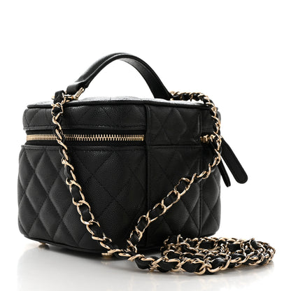 Chanel Caviar Quilted Small Top Handle Vanity Case With Chain Black 2 of 11