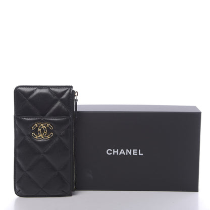 Chanel Goatskin Quilted 19 Flat Wallet Pouch Black 8 of 8