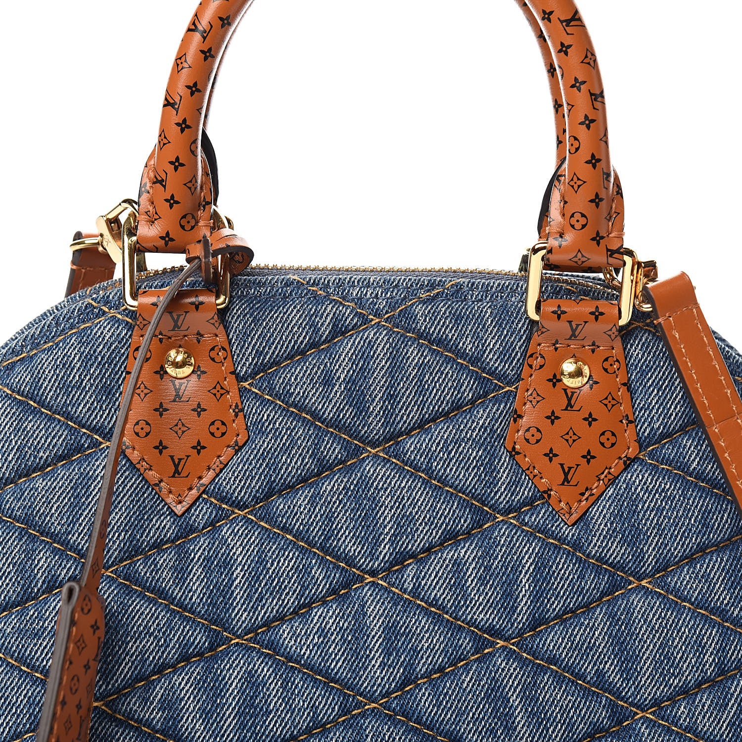 Louis Vuitton Denim Calfskin Reverse Monogram Malletage Alma BB Blue 9 of 9