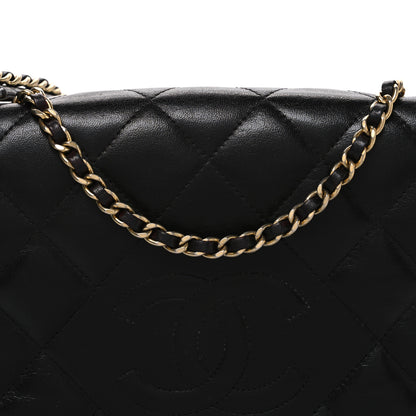 Chanel Lambskin Quilted Medium Diamond CC Flap Black 8 of 10