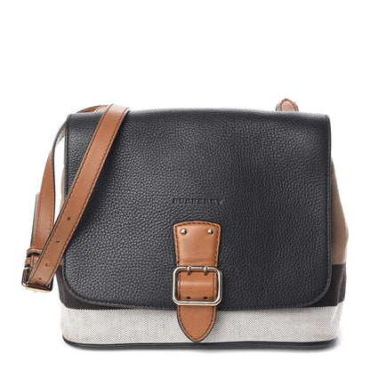 Burberry Mega Check Grainy Calfskin Gowan Messenger Bag Black 1 of 10