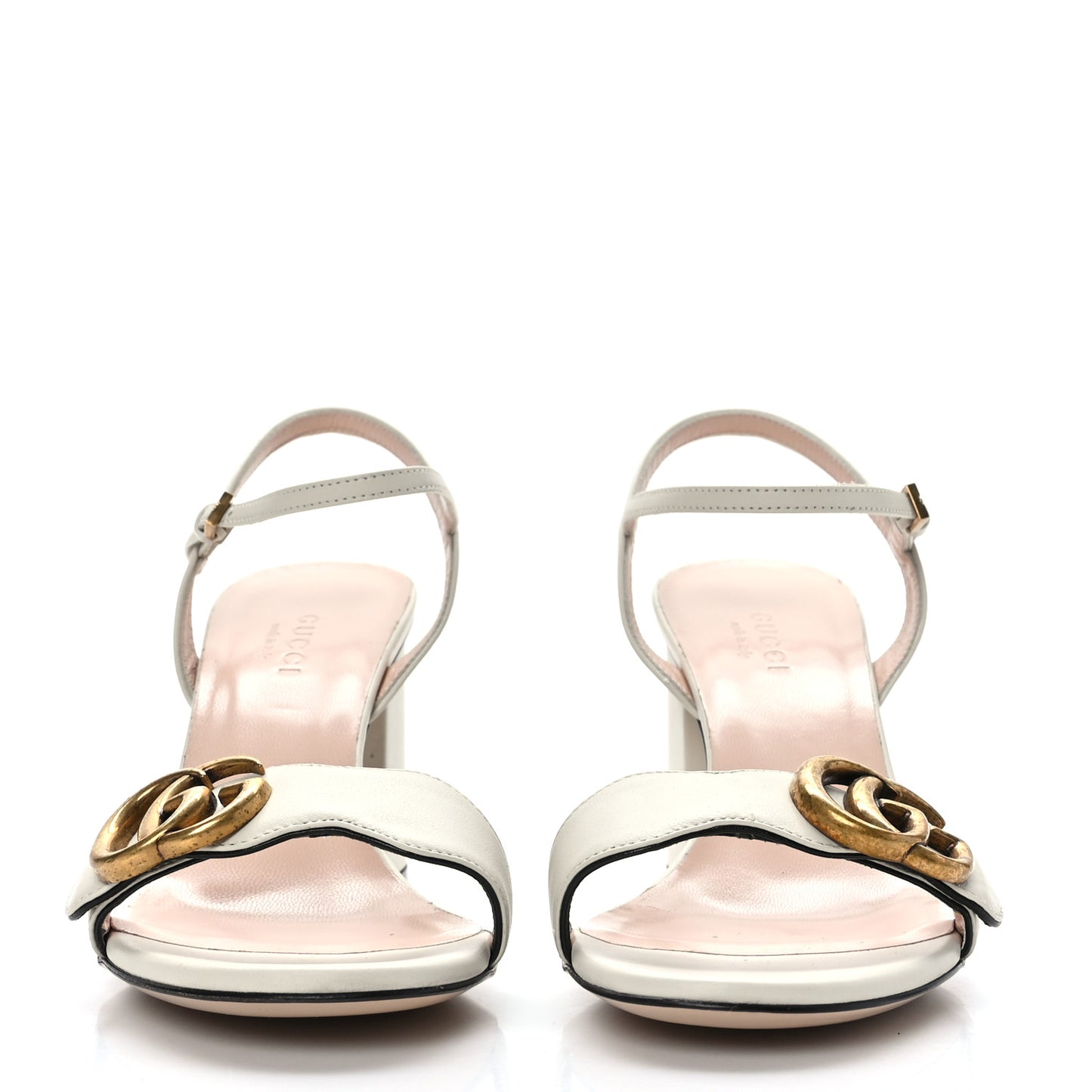Lifford Calfskin GG Marmont Ankle Wrap 75mm Sandals 35.5 Mystic White