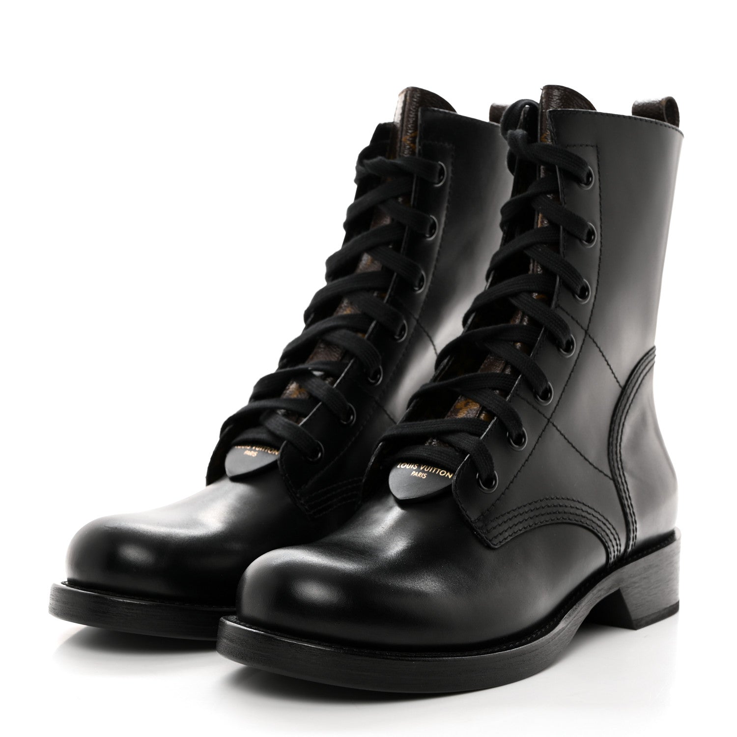 Louis Vuitton Calfskin Monogram Metropolis Flat Ranger Boots 41 Black 3 of 8