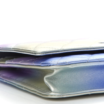Chanel Gradient Metallic Calfskin Quilted Wallet On Chain WOC Silver Blue Yellow Purple 9 of 10