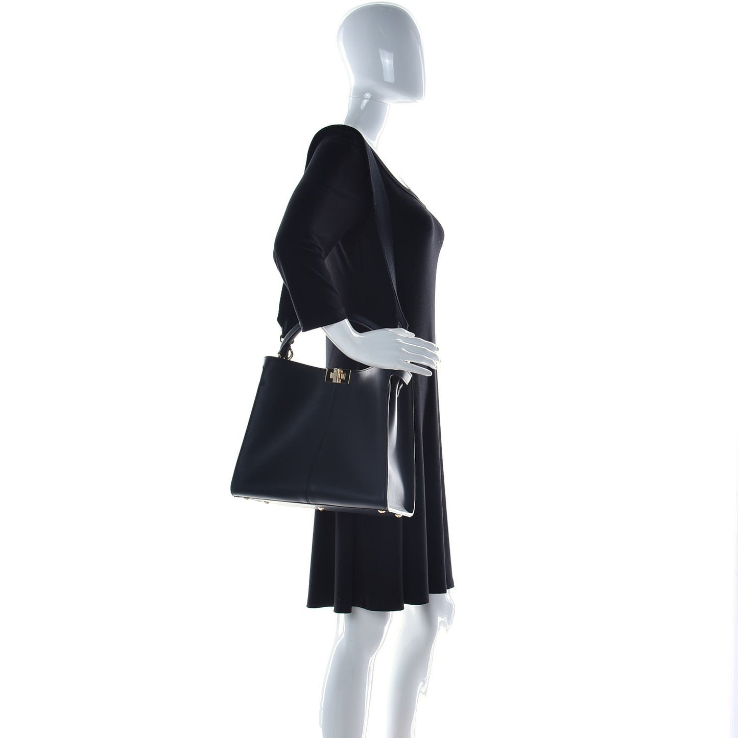 Vitello Seta Glazed Fabric FF 1974 Medium Peekaboo X-Lite Black Mogano Panna