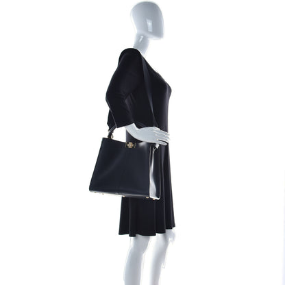Fendi Vitello Seta Glazed Fabric FF 1974 Medium Peekaboo X-Lite Black Mogano Panna 2 of 12