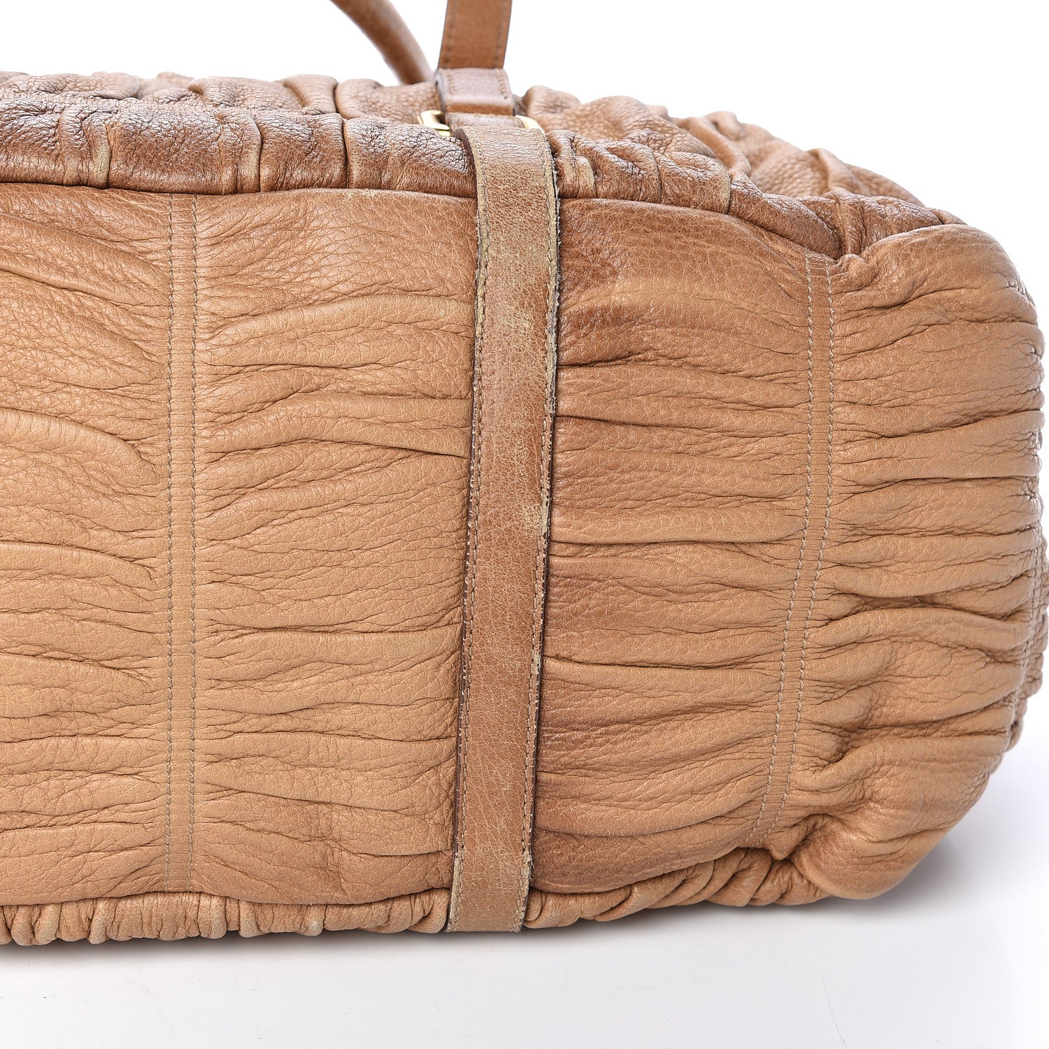 Prada Cervo Deerskin Gaufre Dome Satchel Naturale 15 of 30