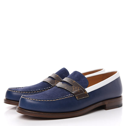 Louis Vuitton Suede Monogram Mens Sorbonne Loafers 10 Marine 3 of 8