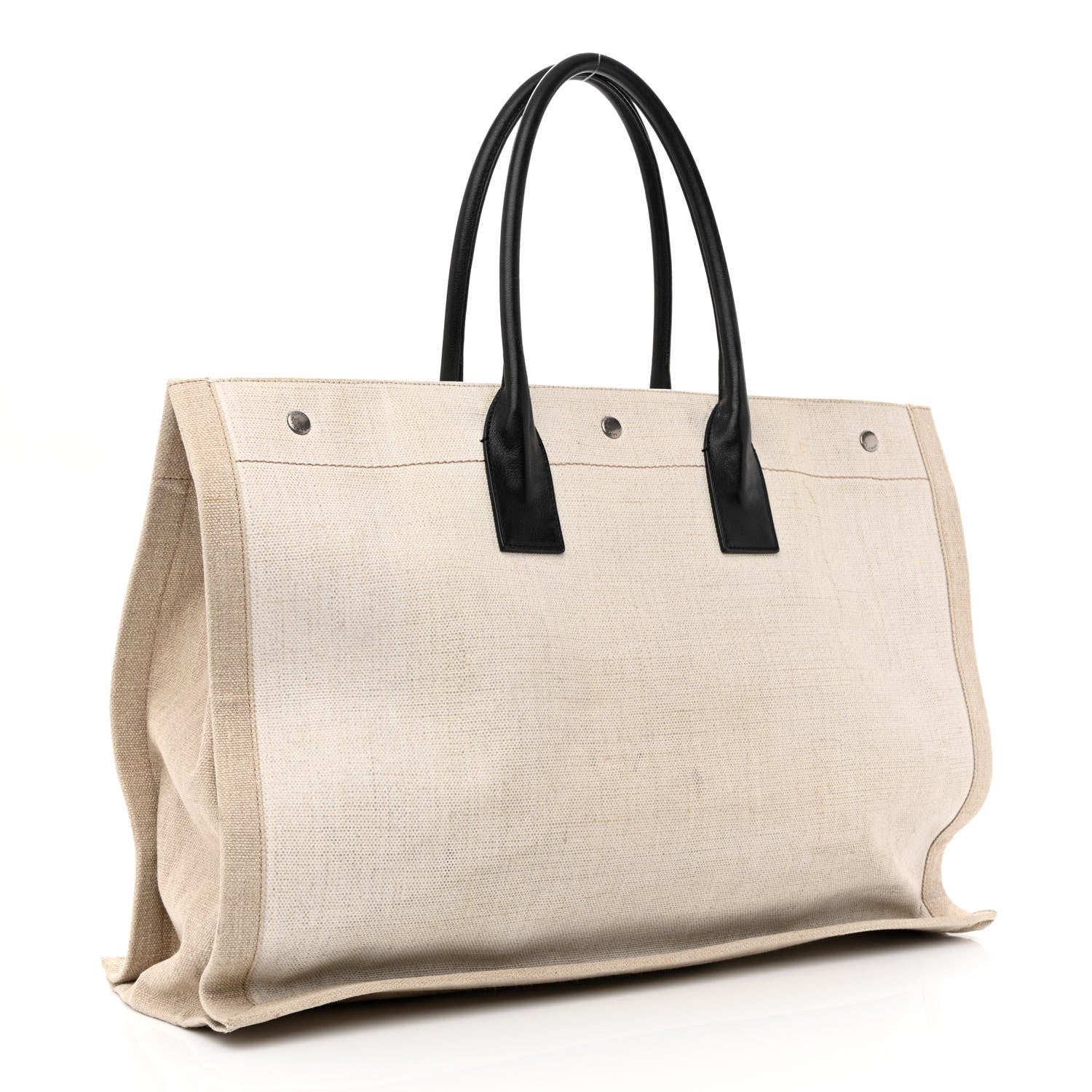 Saint Laurent Linen Calfskin Rive Gauche Tote Optic White 3 of 14