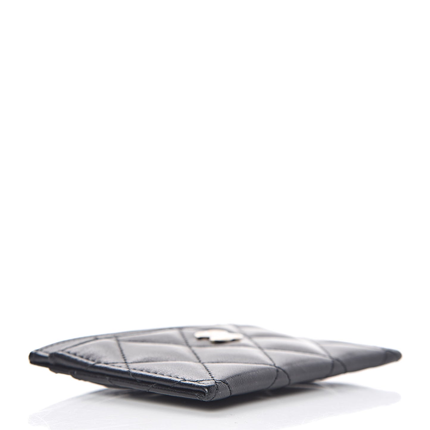 Lambskin Quilted Card Holder Black