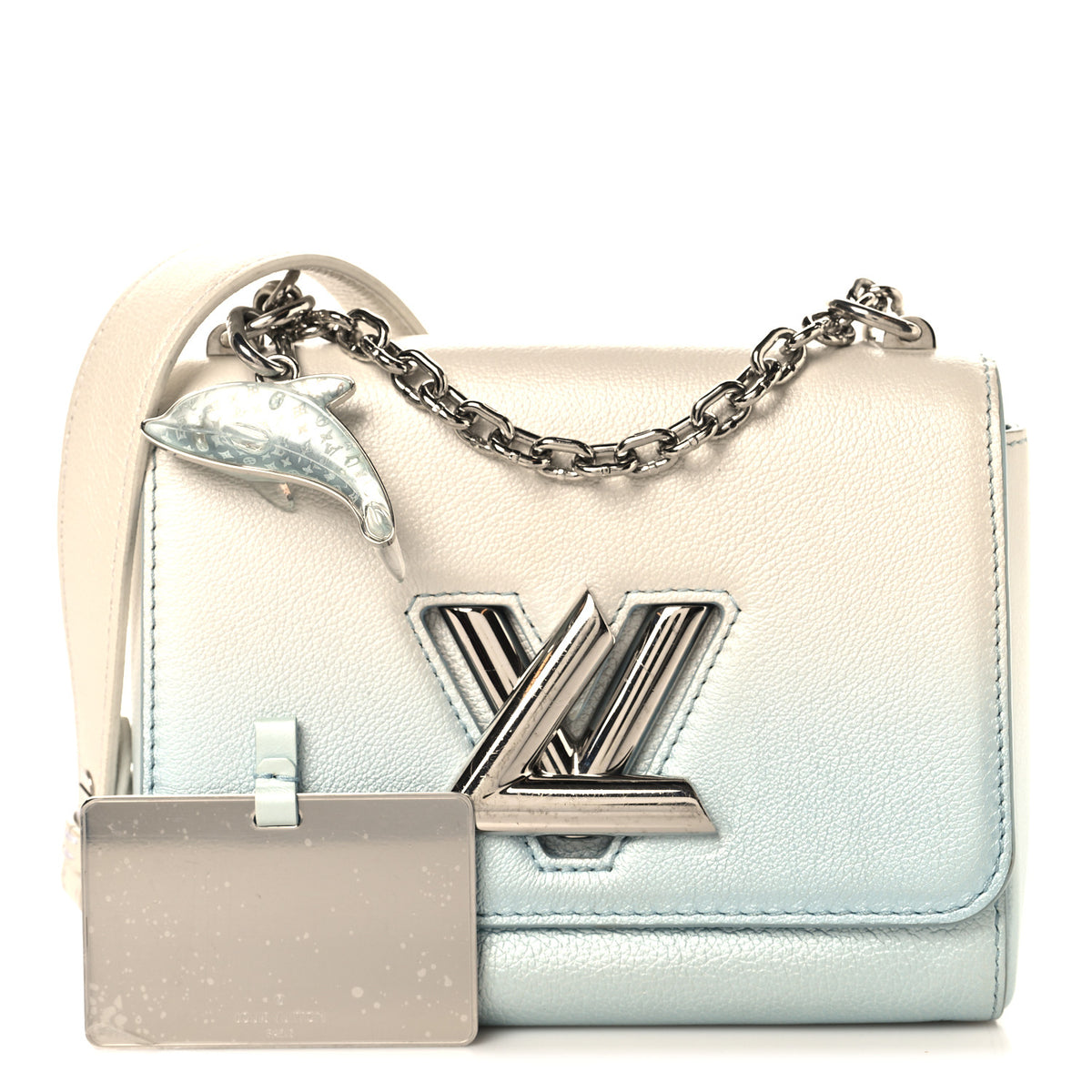 Louis Vuitton Calfskin Twist Chain Shoulder Bag PM Shaded Blue 3 of 14