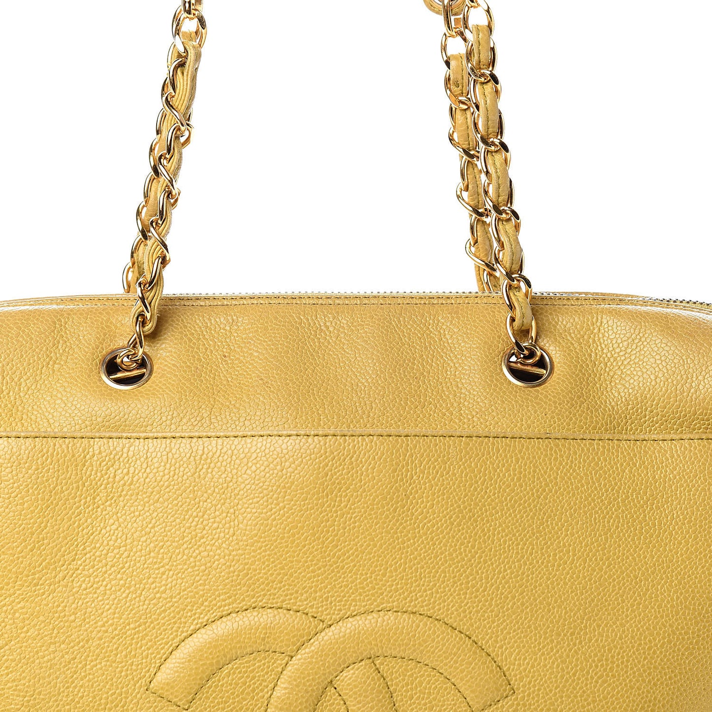 Caviar Large CC Shoulder Bag Chartreuse